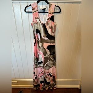 EVA VARRO Ladies Women’s Size 2 Black Peach & Brown Sleeveless Long Dress